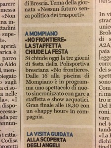 Articolo Brescia Oggi Polisportiva Bresciana No Frontiere