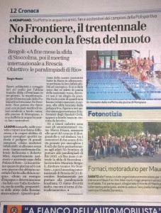 Articolo Bresciaoggi sulla Polisportiva Bresciana No Frontiere